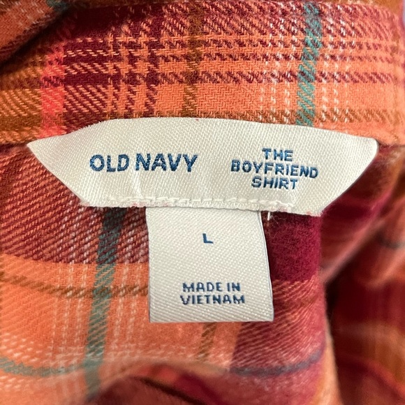 Old Navy Women's Orange Red Boyfriend Fit
Button Down Plaid Flannel Shirt, Large - Picture 9 of 9